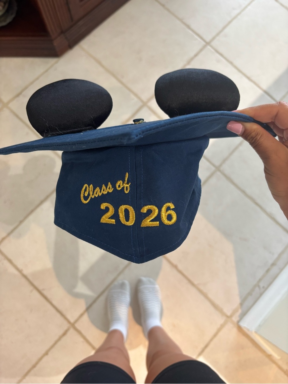Disney Navy and Black Kids Graduation Cap with Gold 'Class of 2026' Embroidery